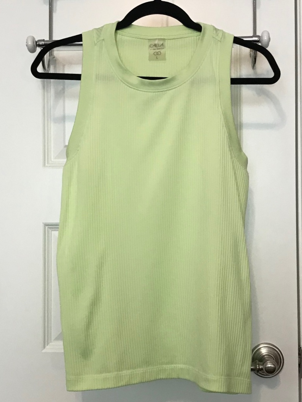 Calia light lime green crew neck ribbed tank top ( L)